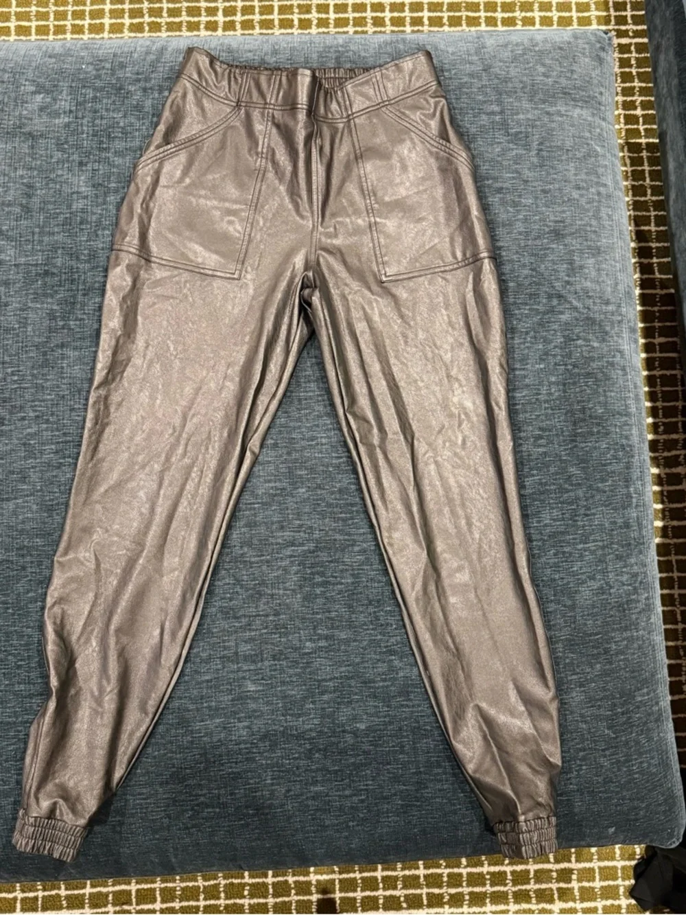 SPANX Black Faux Leather Jogger Pants